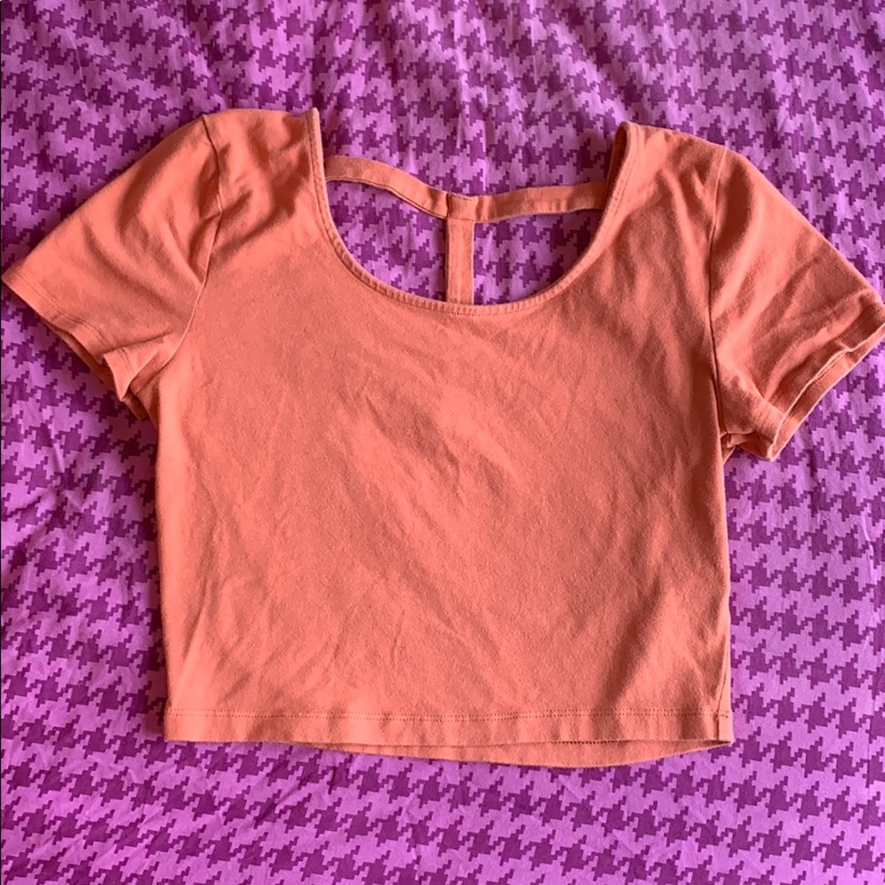 Coral open back crop top